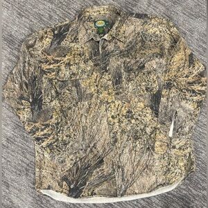 Cabelas Mossy Oak Button Large Long Sleeve Shirt Camo Hunting Gear Camoflage